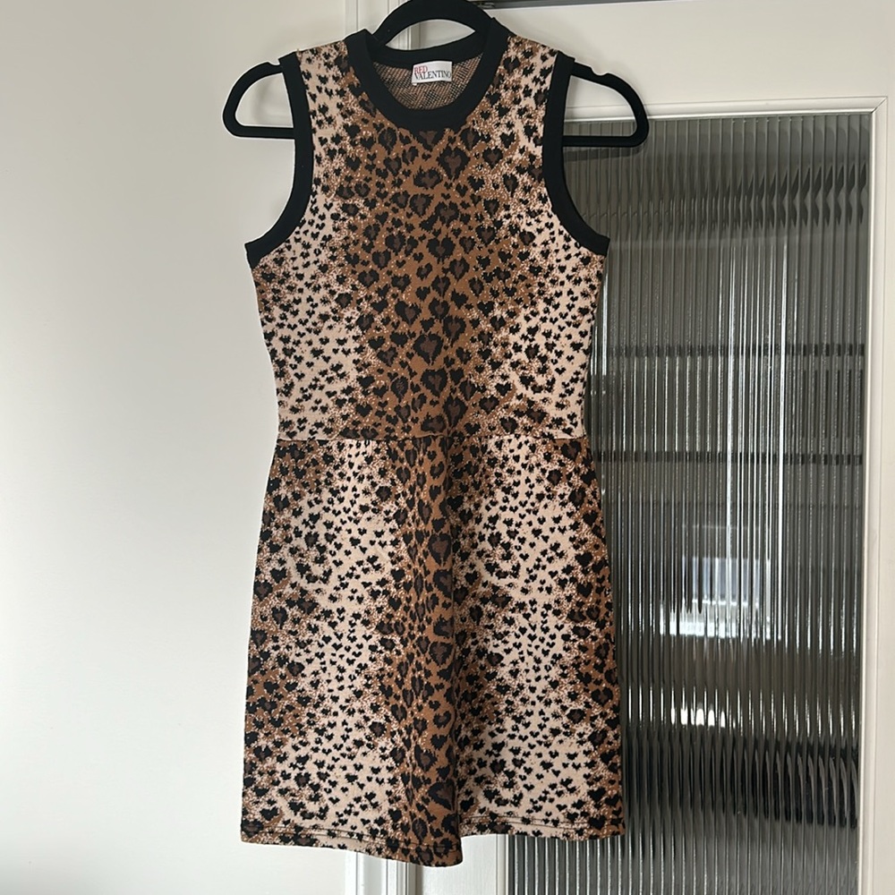 Leopard Wool Silk Mini Dress Valentino